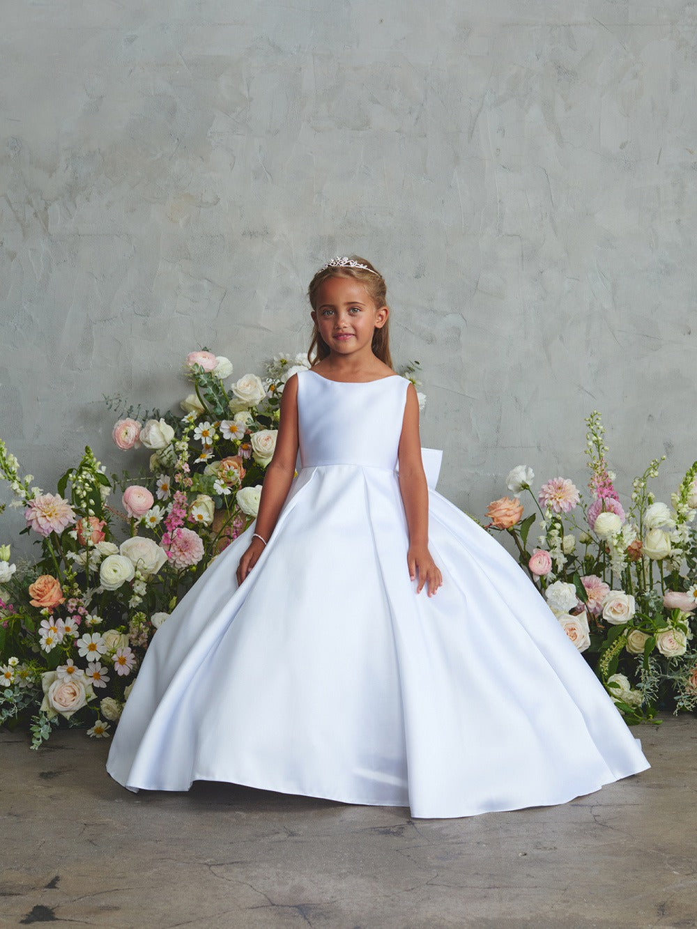 Mikado A-Line Flower Girl Dress 5922 White / 10