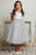 Holiday Sleeve Satin Dress with Tulle Skirt 452