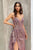 Sleeveless Fit and Flare Glitter Print Prom Gown J856