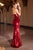 Ladivine J894 Deep Neckline Crystal  Intrincate  Evening Dress
