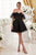 Strapless Floral Glitter Appliques Short Gown KV1089
