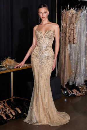 Ladivine KV1139  Strapless Mermaid Evening Gown