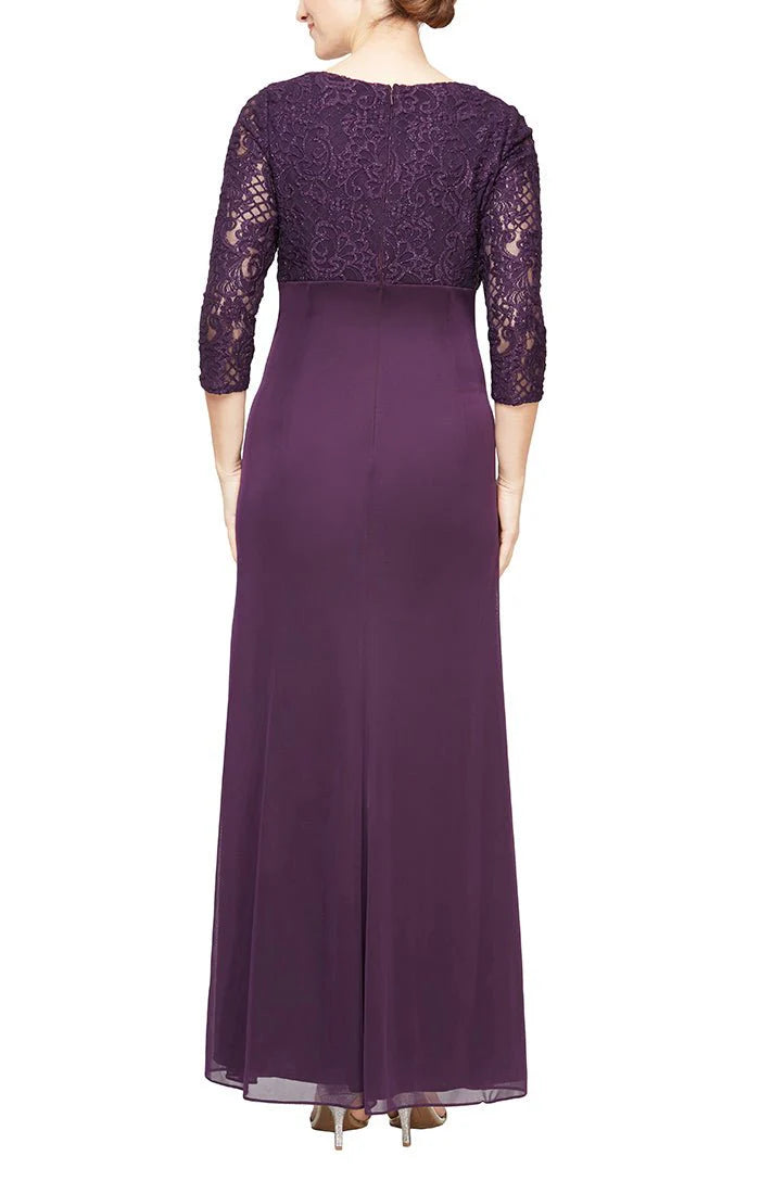 Petite Empire Waist Lace & Mesh Dress 82122469 Eggplant (Purple) / 12 Petite Empire Waist Lace & Mesh Dress 82122469 Eggplant (Purple) / 12