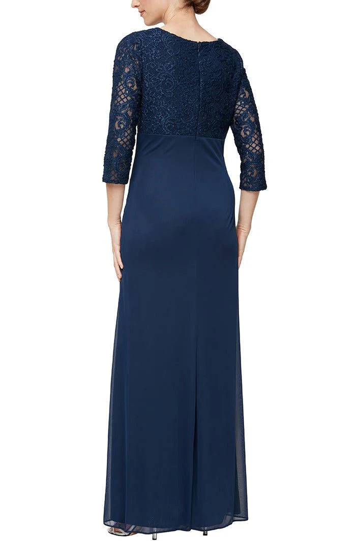 Petite Empire Waist Lace & Mesh Dress 82122469 Eggplant (Purple) / 12 Petite Empire Waist Lace & Mesh Dress 82122469 Eggplant (Purple) / 12