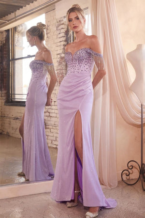 Off the Shoulder Beaded Gown OC020