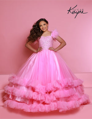 Sugar Kayne C327 Feathers and Tulle  Ball Gown Children Dress
