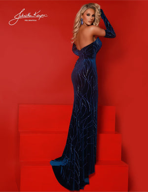 Johnathan Kayne 2890 Strapless Stretch Velvet Gown