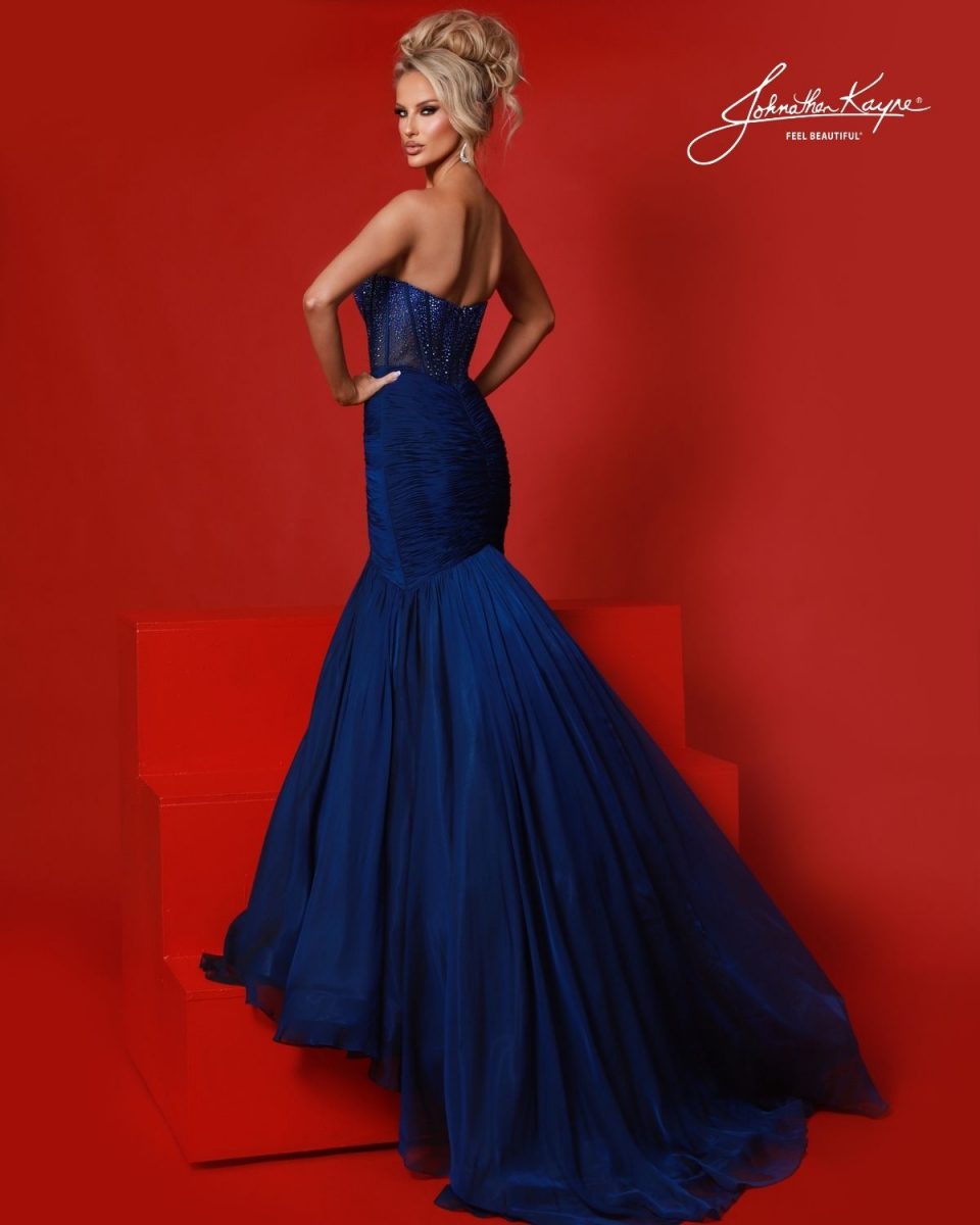 mermaid chiffon dress CAMPINAS | Mermaid wedding dress with V-neckline