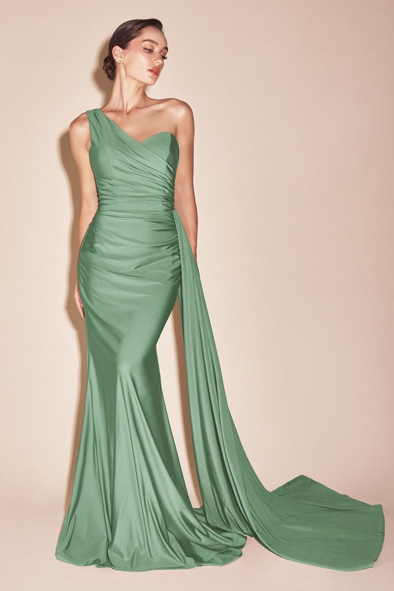 One Shoulder Stretch Satin Gown PT004 Sparkly Gowns One Shoulder Stretch Satin Gown PT004 Sparkly Gowns