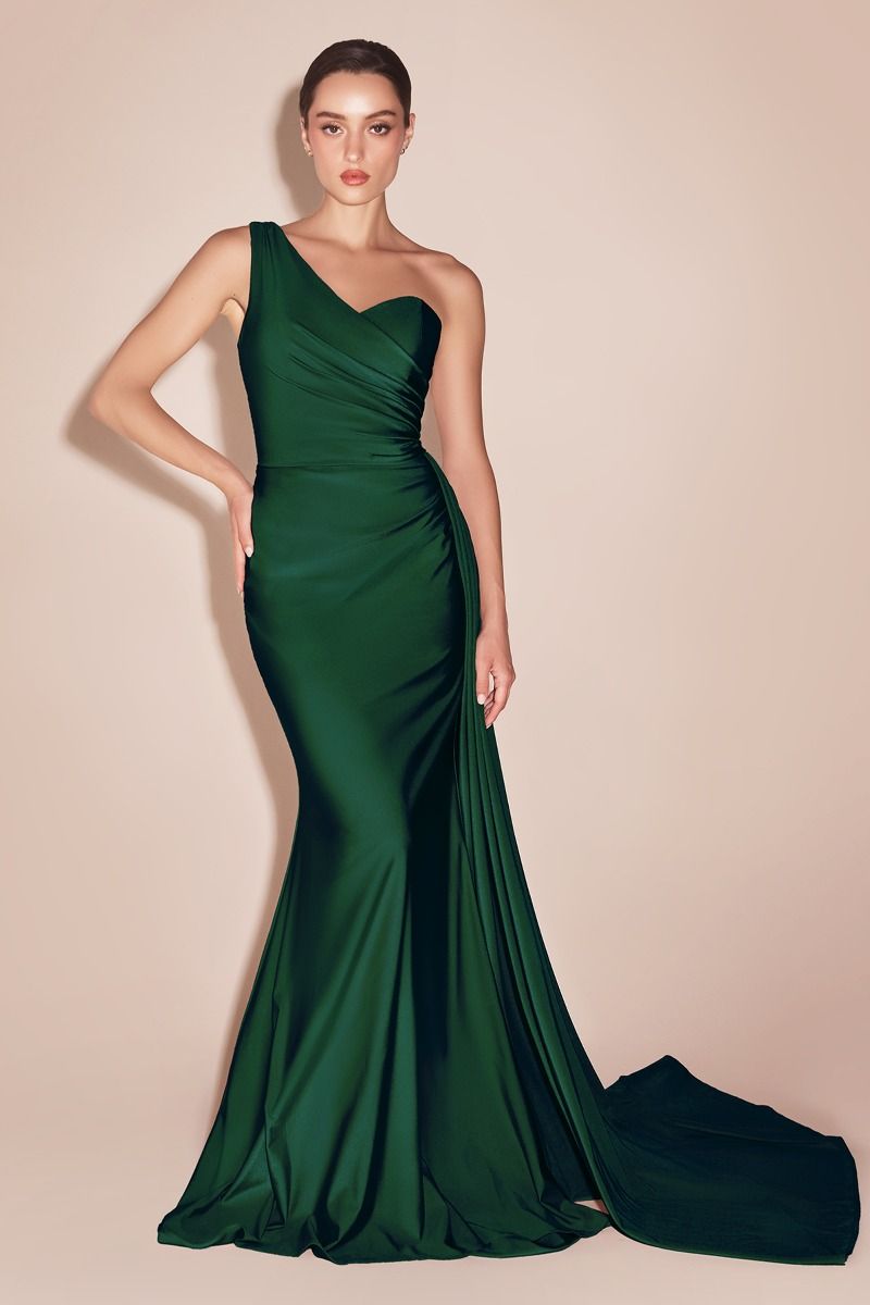 One Shoulder Stretch Satin Gown PT004 Sparkly Gowns One Shoulder Stretch Satin Gown PT004 Sparkly Gowns