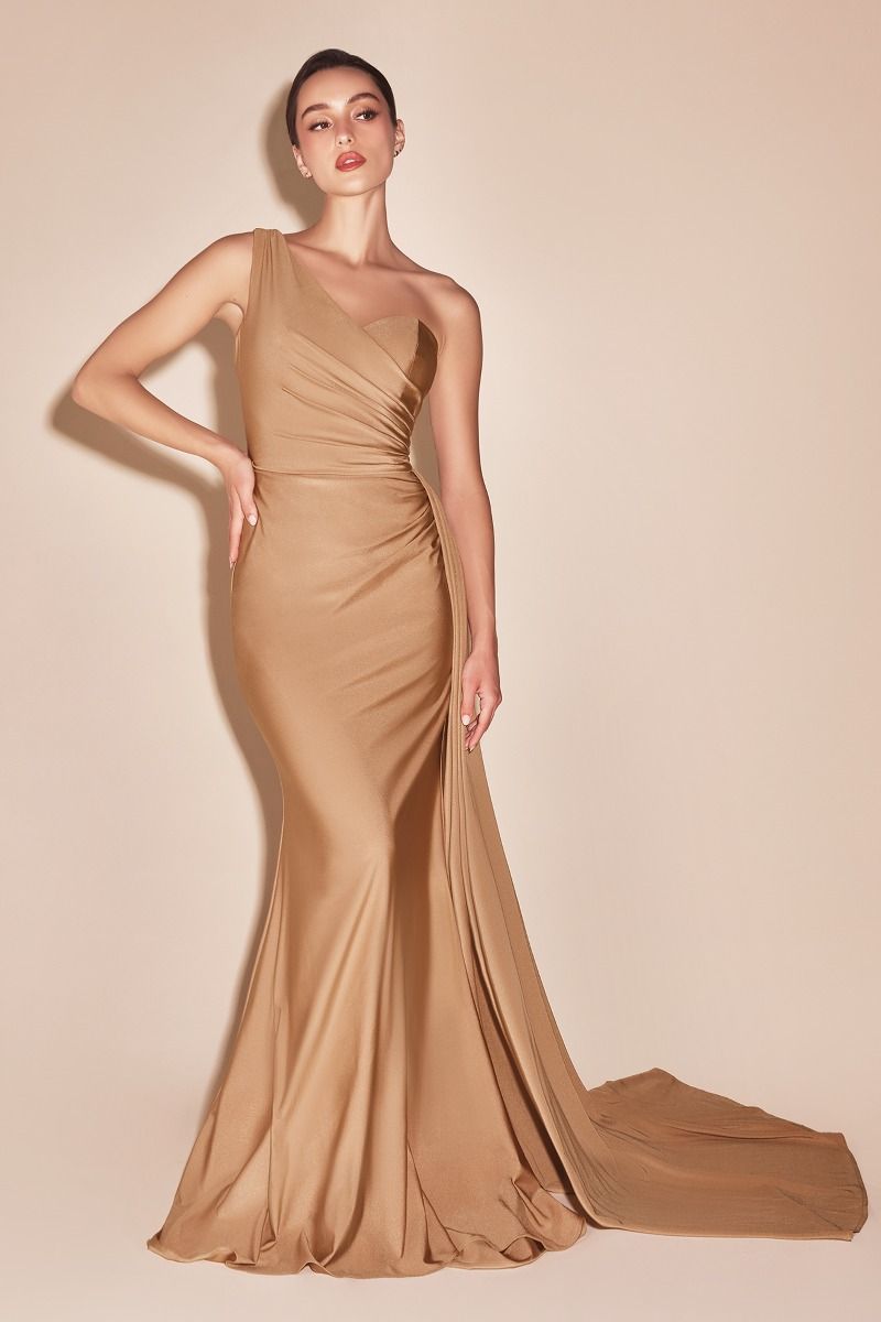 One Shoulder Stretch Satin Gown PT004 Sparkly Gowns One Shoulder Stretch Satin Gown PT004 Sparkly Gowns