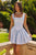 Amoris T735 Square-Neck Satin Fit-and-Flare Mini Dress