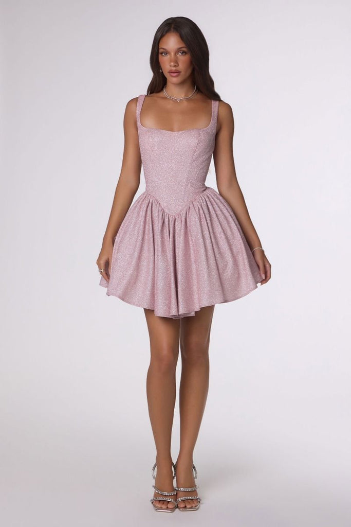 La Divine T738 Shimmer Fit-and-Flare Corset Mini Dress