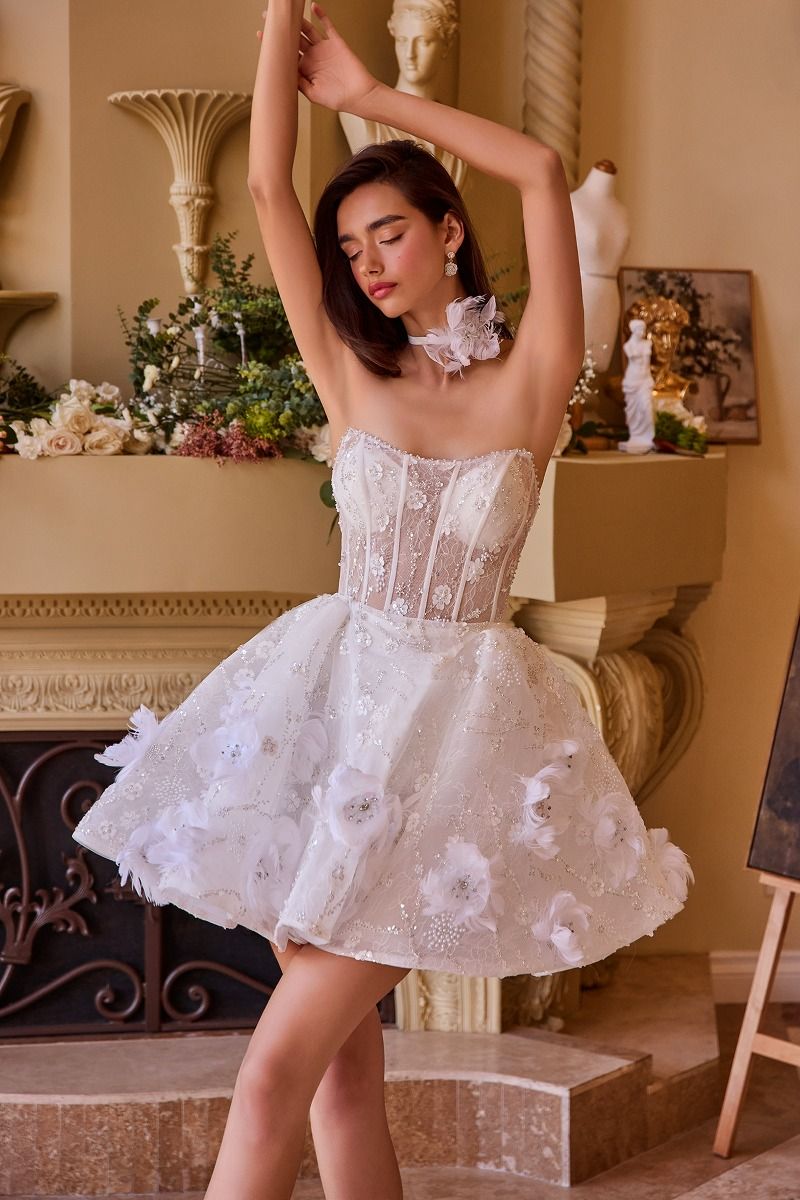 Andrea and Leo WL025 Short White Dress Off White / 2 Andrea and Leo WL025 Short White Dress Off White / 2