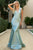 Fitted Satin Sleeveless  Open Back Dusty Mint Evening Gown AC370