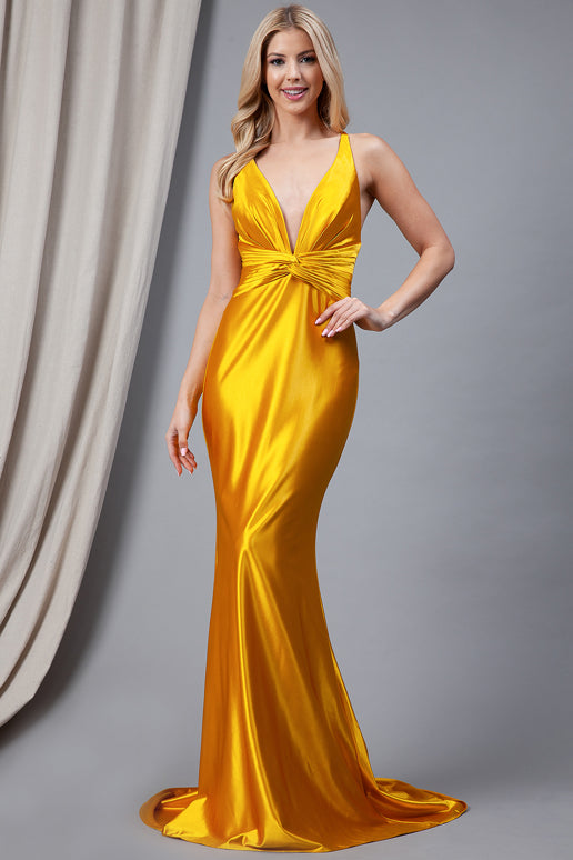 Sleeveless Open Back with Cross Spaghetti Straps Prom Gown 5039