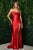 Cowl Neck Stretch Satin Fabric Evening Gown Nox E1042