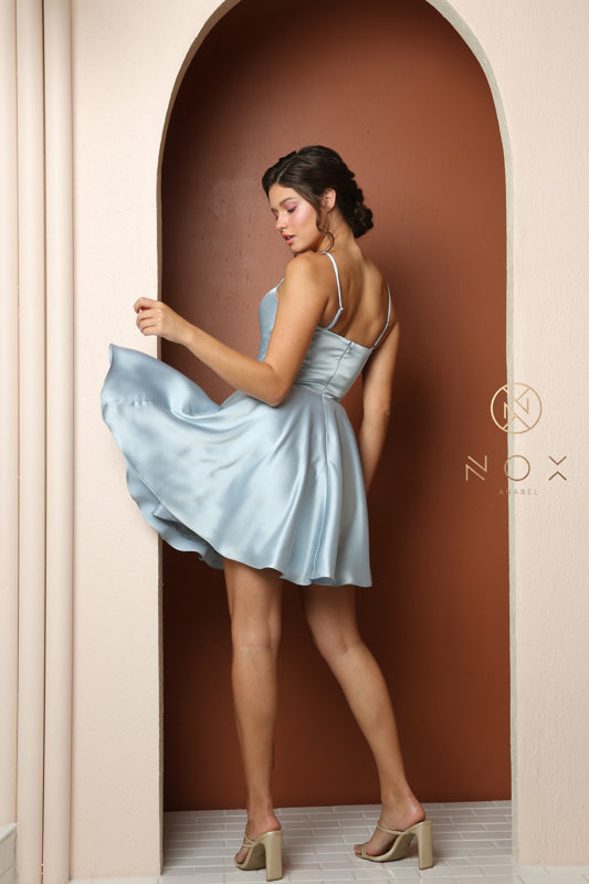 NOX Anabel R759 Satin Cocktail Dress RED / 4 NOX Anabel R759 Satin Cocktail Dress RED / 4