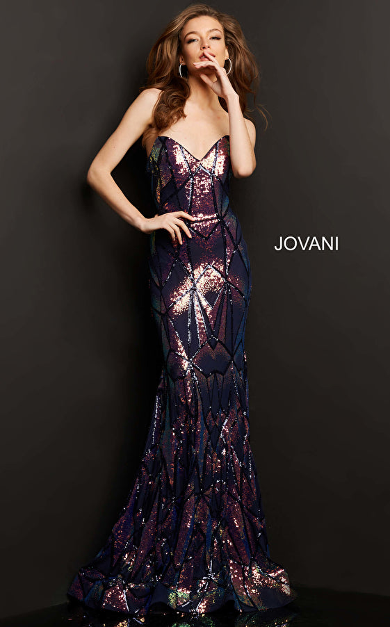 Jovani Dress 23891 | Embellished Long Cape Evening Gown