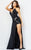 Plunging Neckline Orange Beaded Prom Dress By Jovani 07323