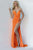 Plunging Neckline Orange Beaded Prom Dress By Jovani 07323