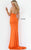 Plunging Neckline Orange Beaded Prom Dress By Jovani 07323