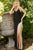 V-Neckline Fringe Trims Side Slit Prom Gown By Jovani 09462