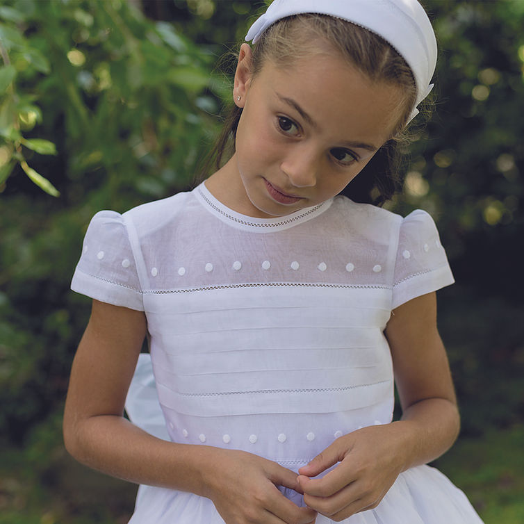 white organza communion dress Sorento Communion Outfit Dress Organza Kaftan Preorder 9-10 / White