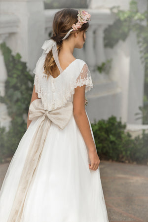 Cape Sleeves Lace and Tulle Spanish Communion Gown Amaya Danae