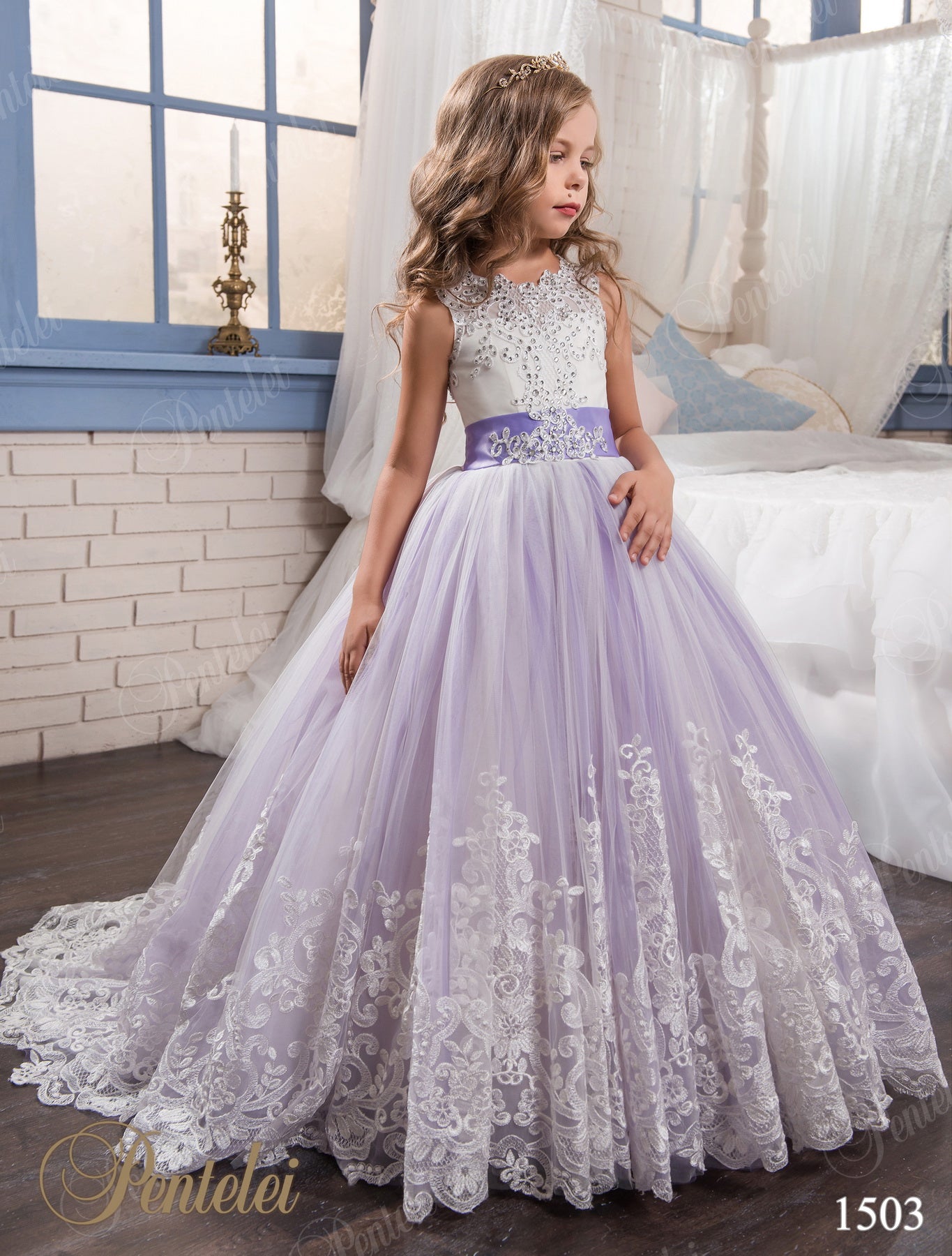 Pentelei 1503 Magical Lace and Tulle Two Color Flower Girl Dress – Sparkly  Gowns