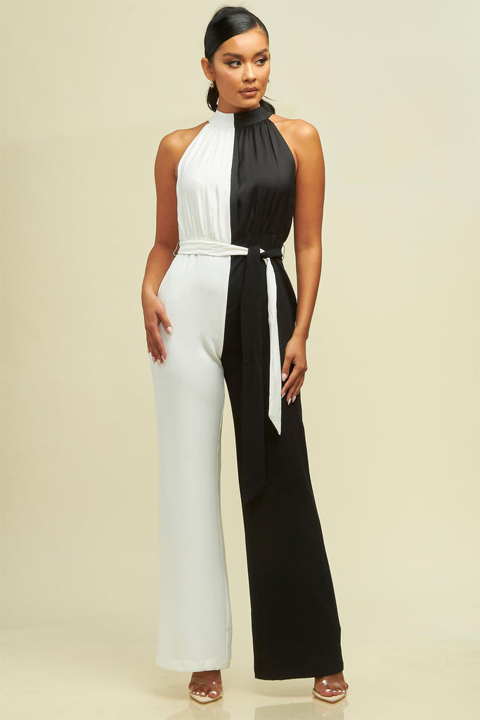 Black & White Column Elegant Jumpsuit 9157