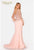 Terani 1921M0473 Feather Embellished Sleeves Long Gown