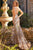 Vestido de noche plateado con escote en V y lentejuelas de Jovani 22314