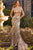 Vestido de noche plateado con escote en V y lentejuelas de Jovani 22314
