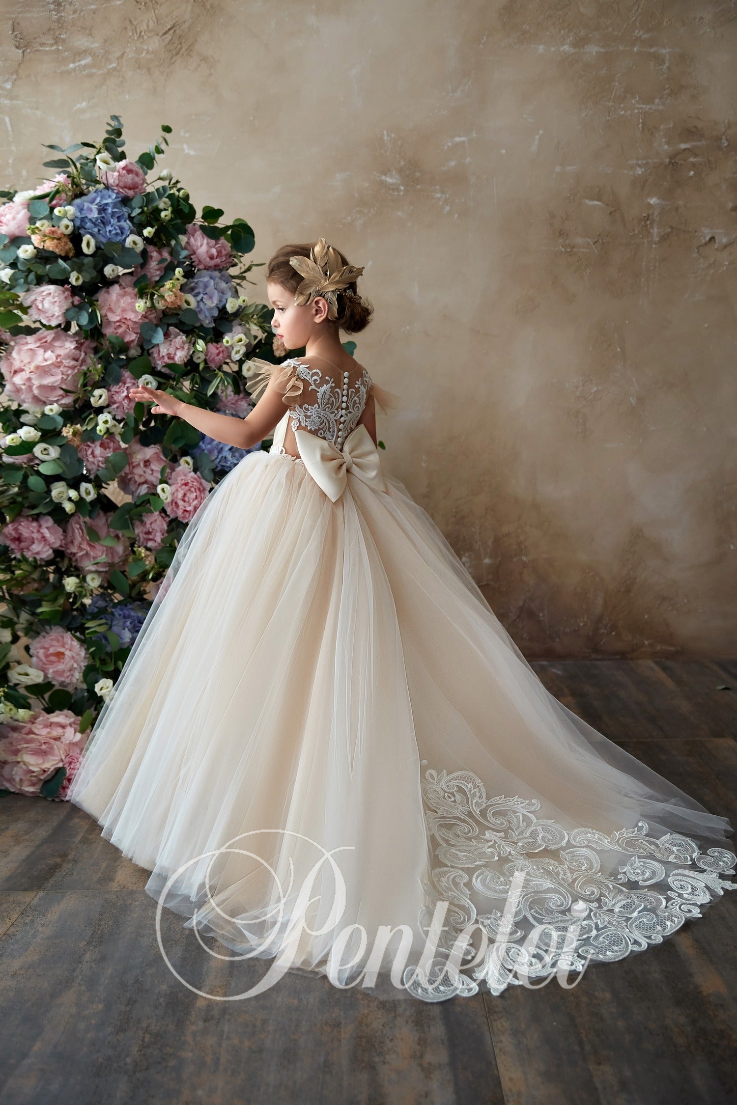 petite princess dresses Short Sleeve Princess Girl Dress 2300 Sparkly Gowns