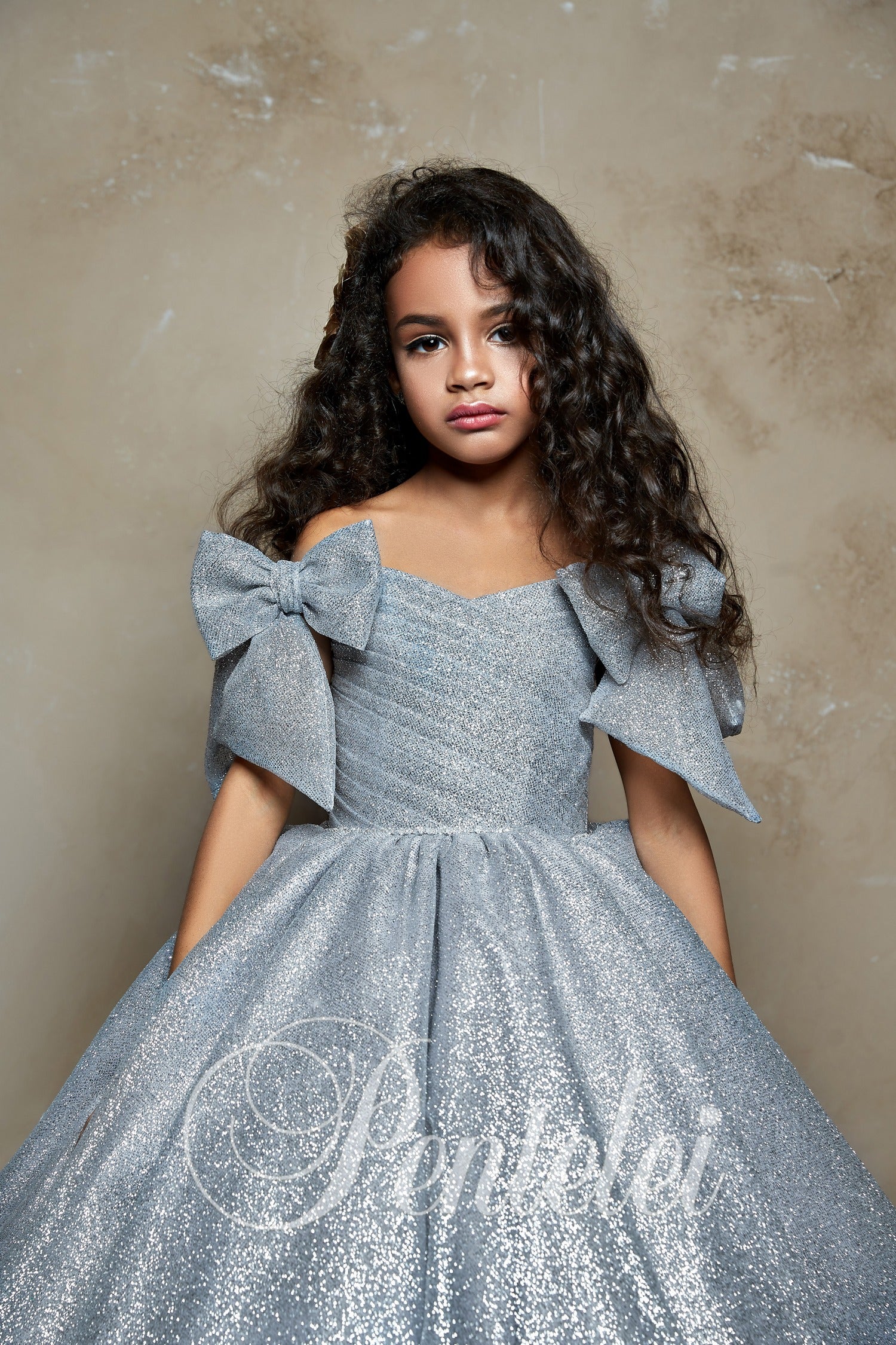 Orange plain satin kids-girl-gowns - BOLLY LOUNGE - 3725711