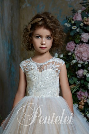 Botanical Ball Gown Cape Flower Girl 2314