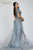 Stone Embellishment Ruffled One Shoulder Sleeve  Gown 231E0517