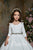 3/4 Sleeves Luxurious Brocade  Jacquard Princess Communion Gown 2353