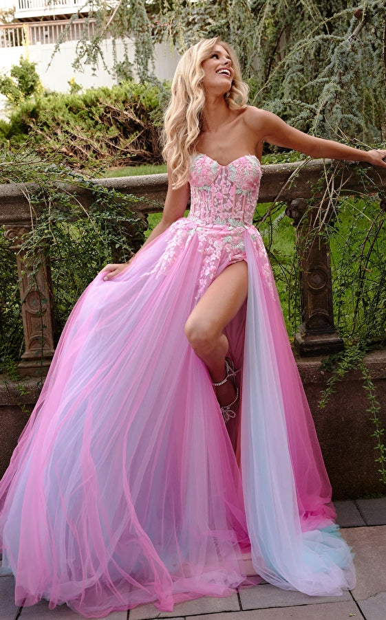Sweetheart Neckline Long A-Line Prom Gown By Jovani 23713 00 / Blue