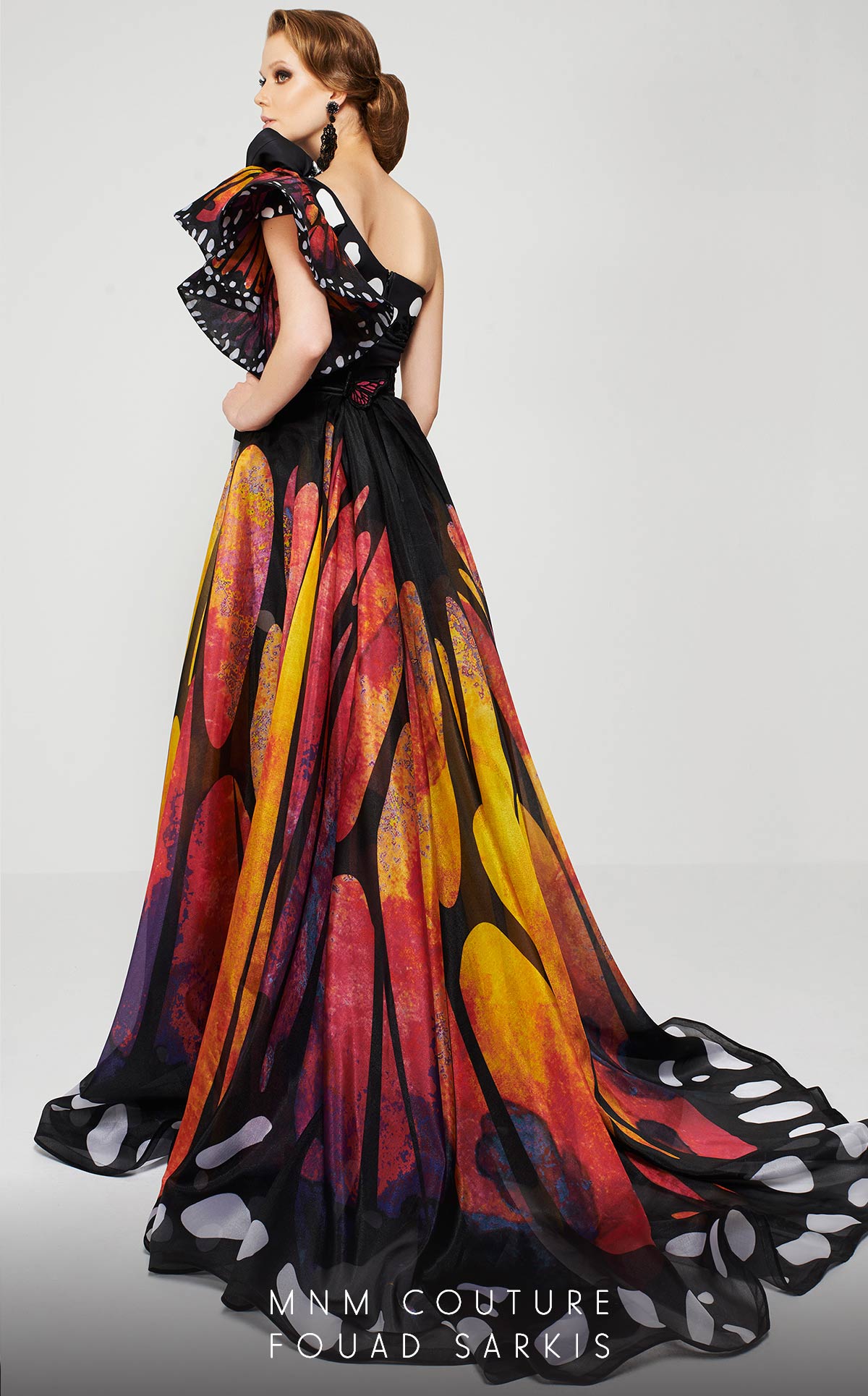 MNM COUTURE 2381 Fouad Sarkis Vibrant Butterfly Multicolor Evening Dress Pre-order 8 / Multicolor (Black) MNM COUTURE 2381 Fouad Sarkis Vibrant Butterfly Multicolor Evening Dress Pre-order 8 / Multicolor (Black)