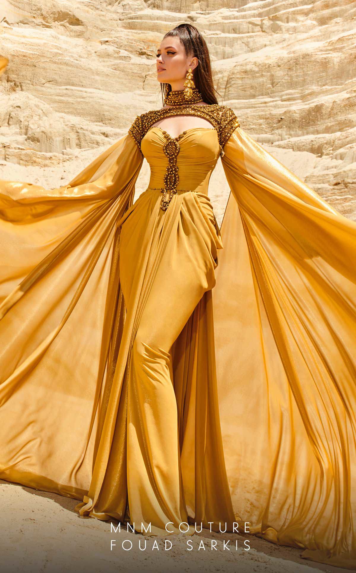 MNM COUTURE 2759 Fouad Sarkis Evening Dress 10 / Mustard (GoldenRod) MNM COUTURE 2759 Fouad Sarkis Evening Dress 10 / Mustard (GoldenRod)
