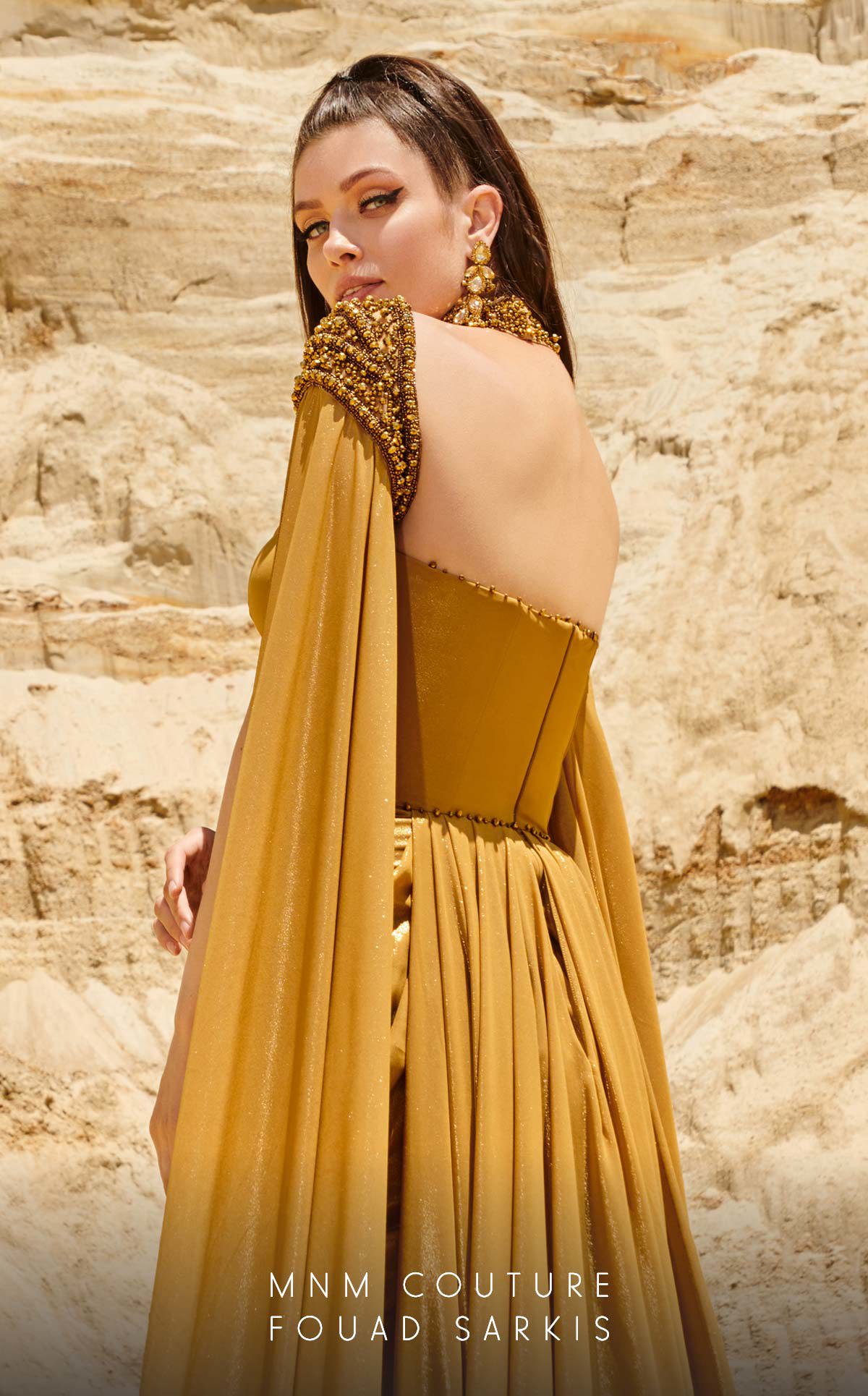 MNM Couture 2759 Fouad Sarkis Evening Dress 10 / Mustard (Goldenrod) MNM Couture 2759 Fouad Sarkis Evening Dress 10 / Mustard (Goldenrod)