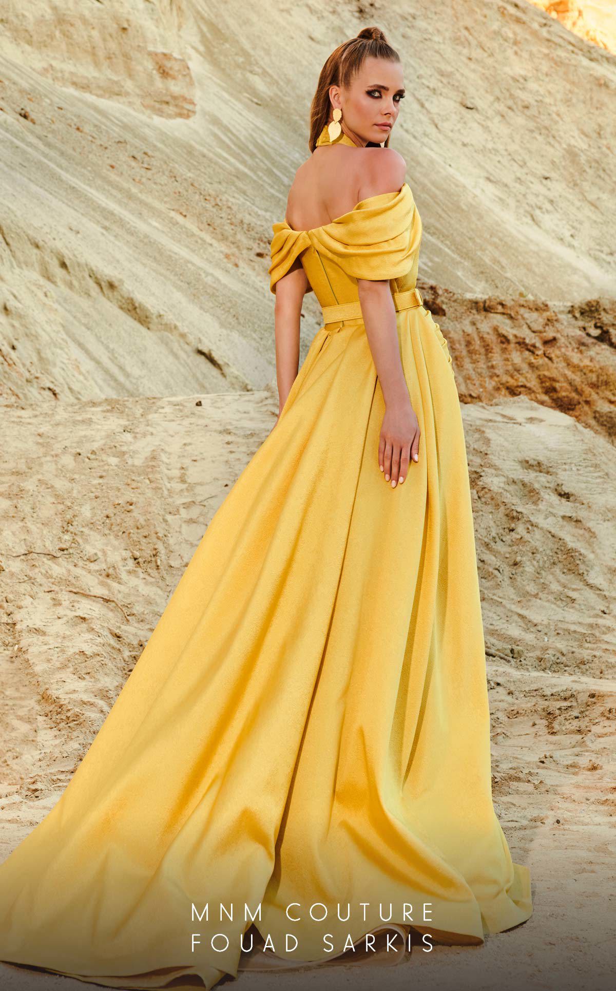 Maxi Chiffon Yellow Dress With Belt, $32 | Romwe | Lookastic