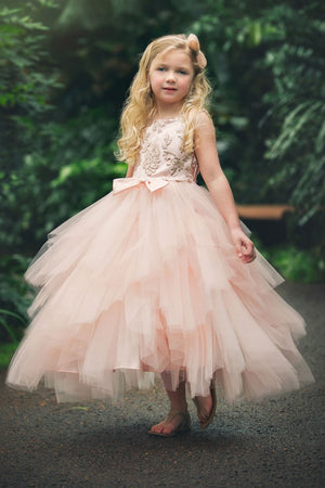 Stunning Multiple Tiered Skirt with Sequined Top Girl Dress 284
