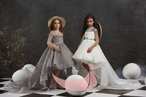 Asymmetric Skirt Cutout Back Flower Girl Dress  3001