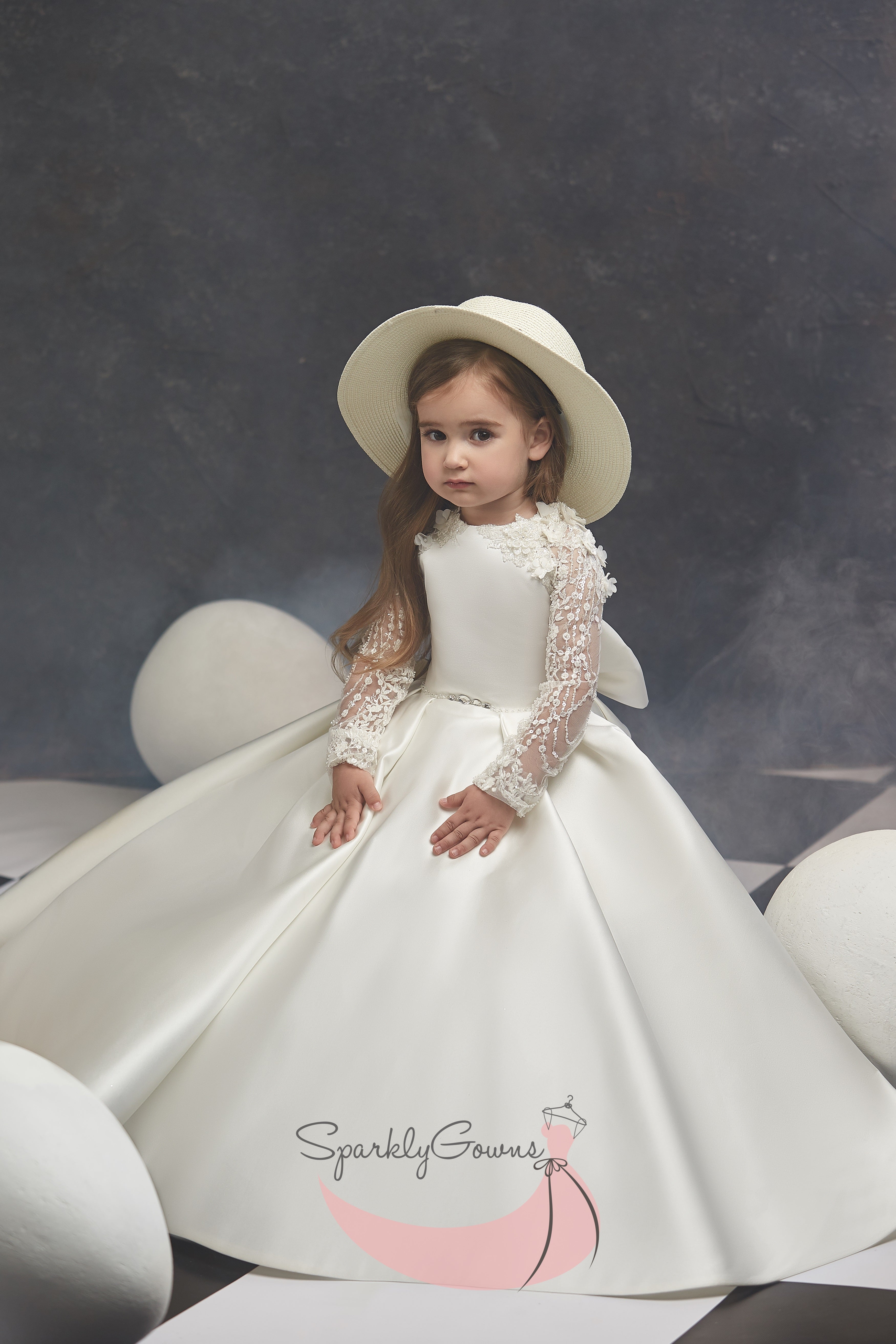 Long Sleeves Mikado A-line First Communion Flower Girl Dress 3013 11-12 years / Capuccino (Wheat) Long Sleeves Mikado A-line First Communion Flower Girl Dress 3013 11-12 years / Capuccino (Wheat)