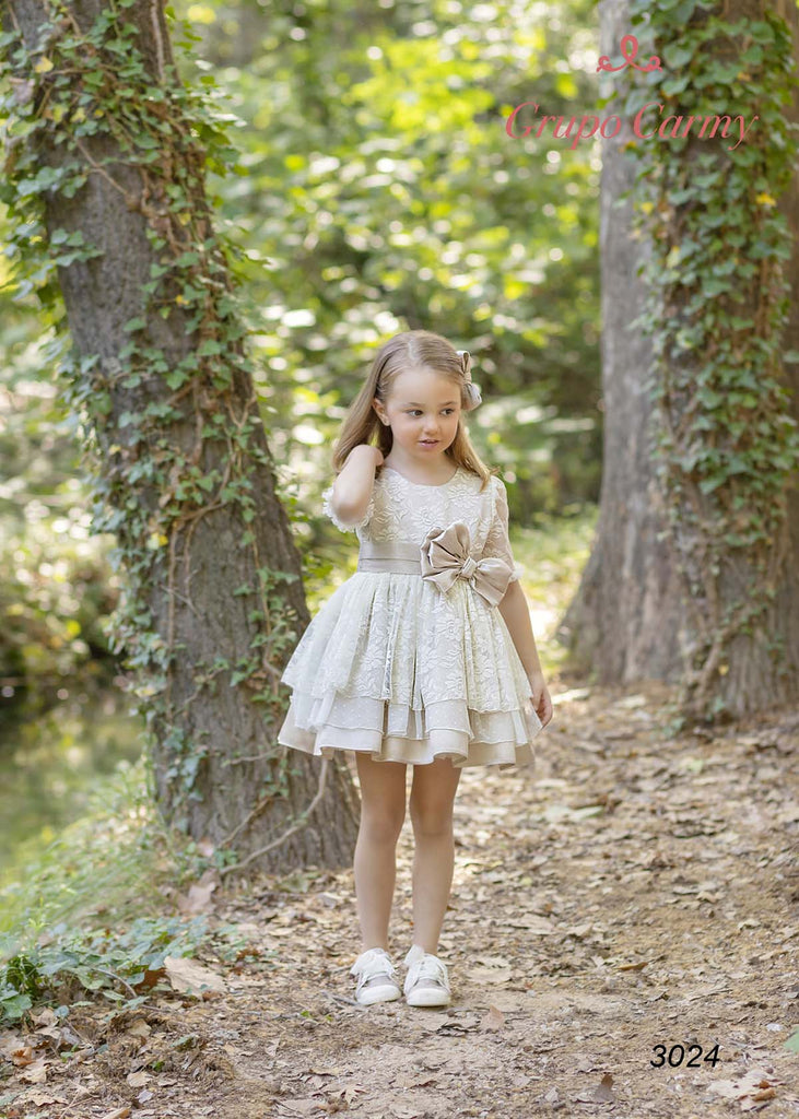 Polka Dotted Tulle Dress Ceremonial Flower Girl Spanish Dress by Carmy 3024