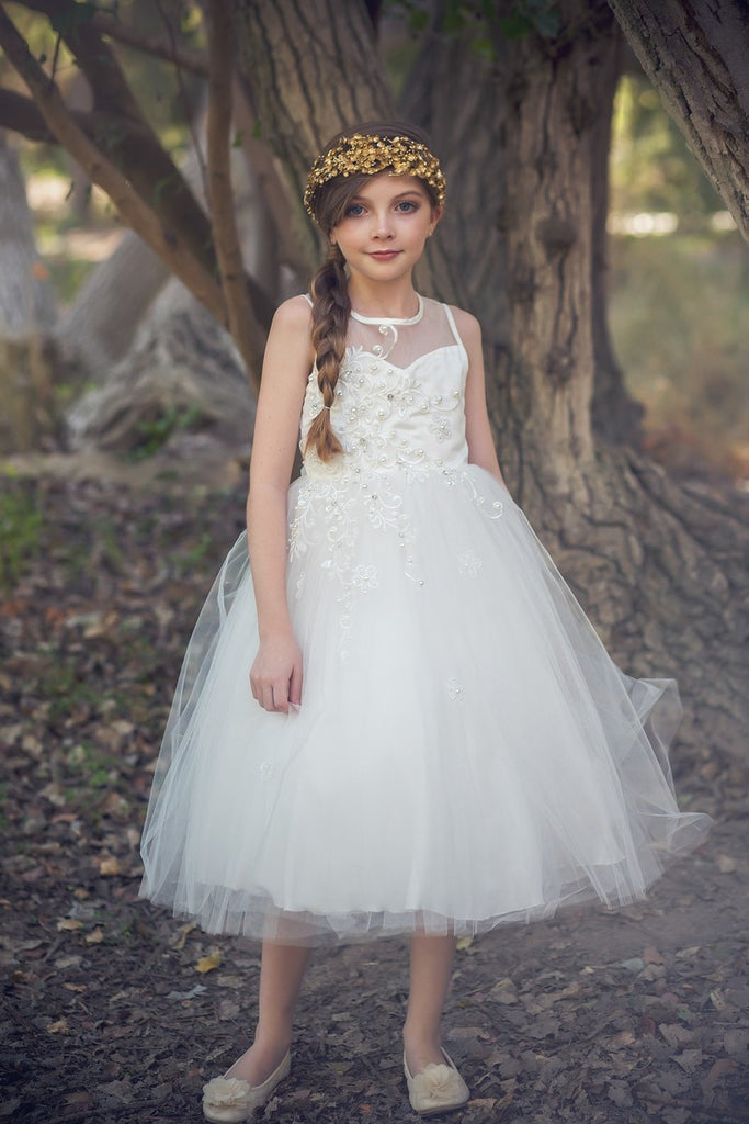 Delicate Tulle Illusion Dress, perfect Communion dress or Flower girl dress