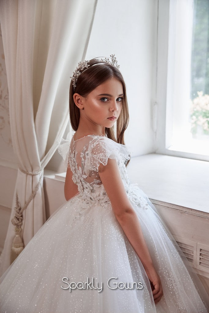Holy Communion Dresses Ball Gown Long Sleeves Lace Back Button Solid O-neck  Flower Girl Dresses Vestido De Daminha New Arrival | Wish